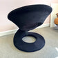 Vintage Spiral Ribbon Chair in Black Suede Attributed to Jaymar