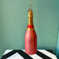 Rose Sparkling Wine Bottle Glass Ornament