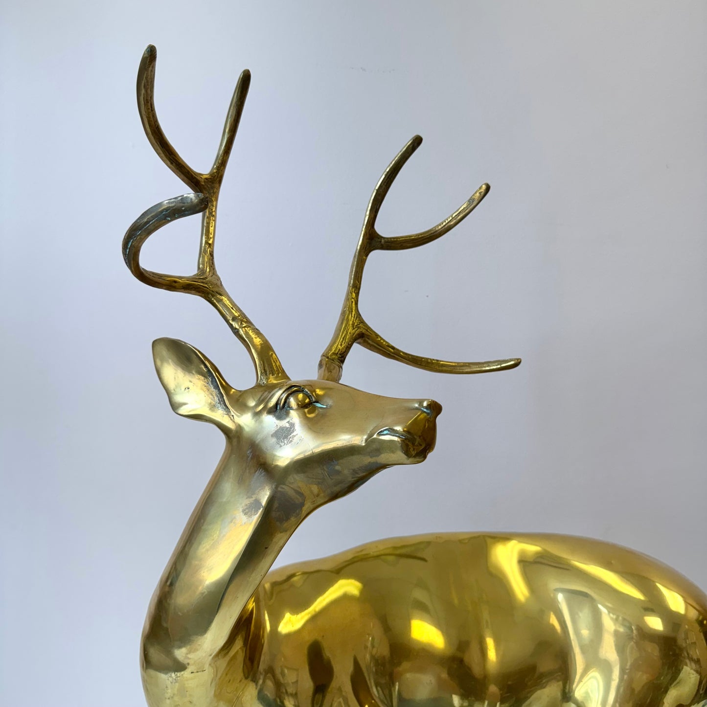 Vintage Extra Large Brass Stag Deer Statue