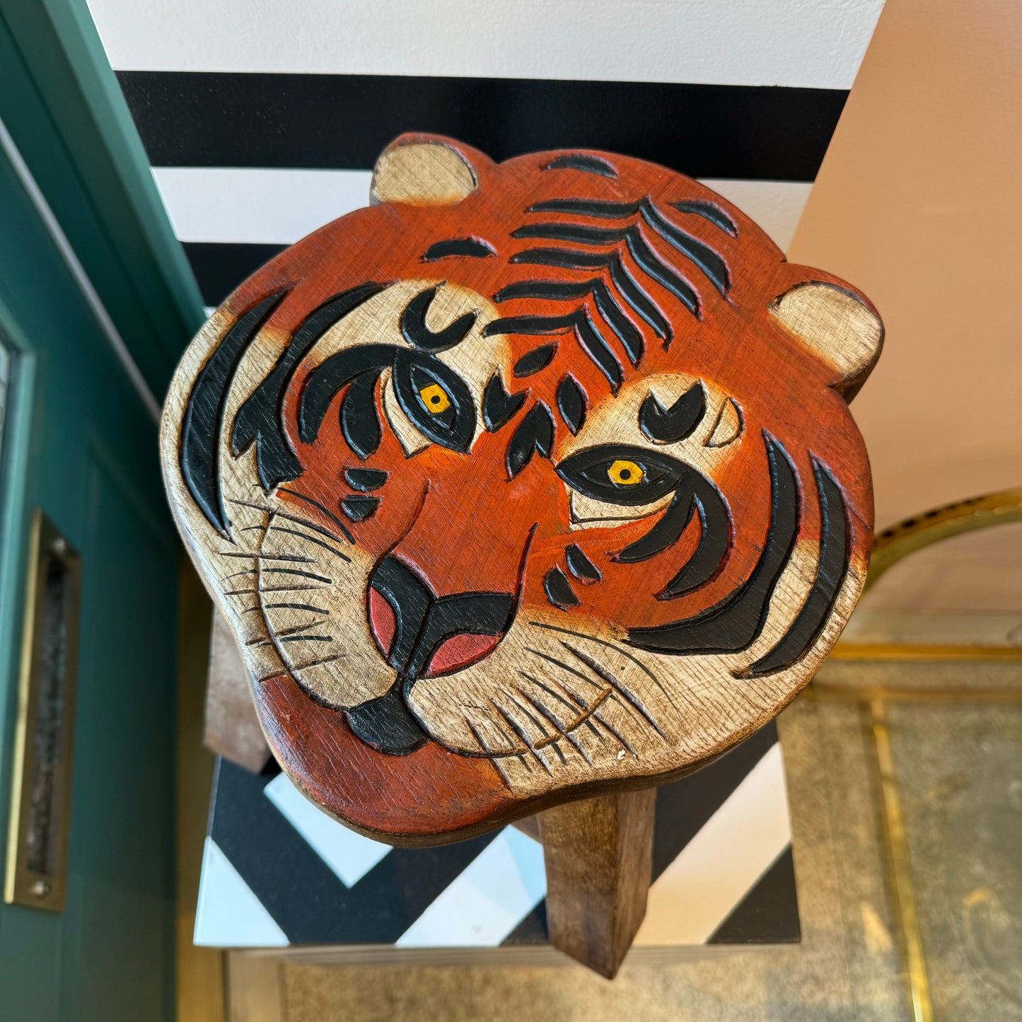 Wooden Tiger Step Stool