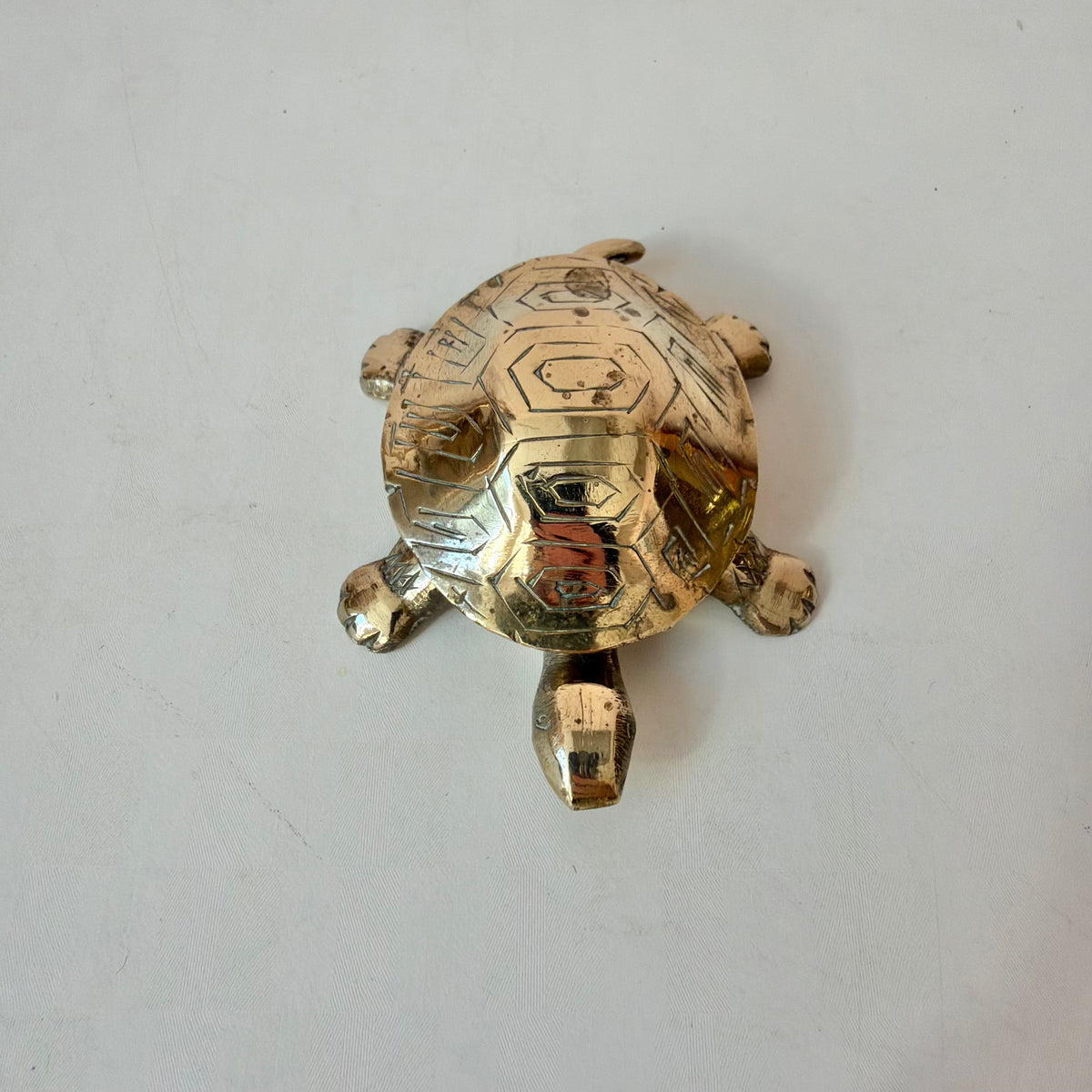 Vintage Small Brass Turtle Trinket Box