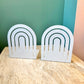 Pair of Vintage White Spectrum Arch Metal Bookends