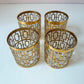 Vintage Set of 4 Imperial Glass Company Tumbler Glasses in the Gold Shoji Pattern