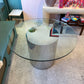 Vintage 1970’s Paul Mayan Style Circular Glass and Chrome Base Dining Table