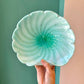 Vintage Murano Glass Large Aqua Green and Silver Leaf Bowl