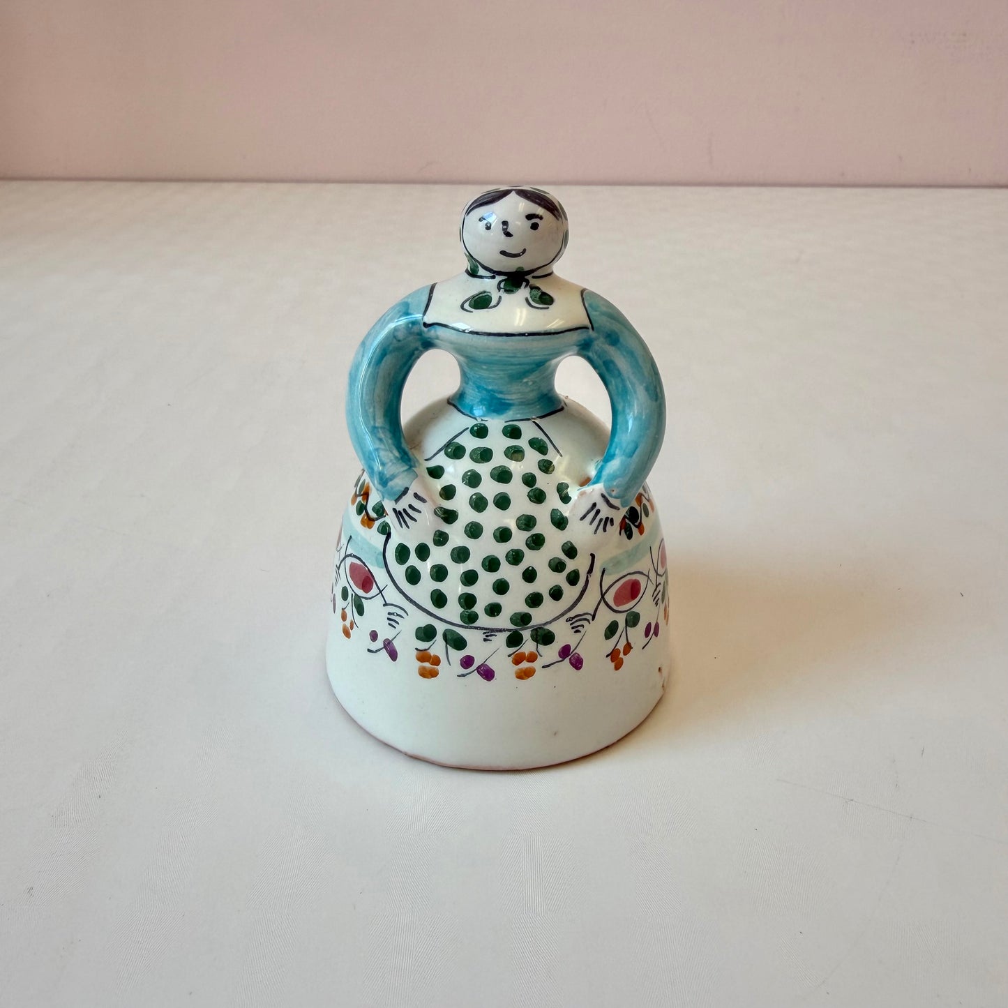 Vintage Ceramic Spanish Folk Art Lady Dinner Bell