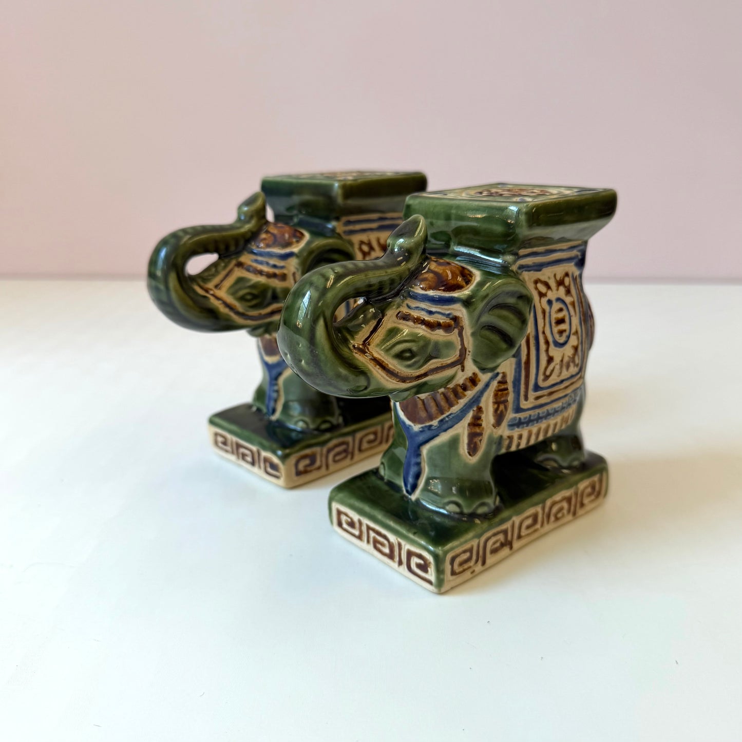 Vintage Chinoiserie Elephant Bookends