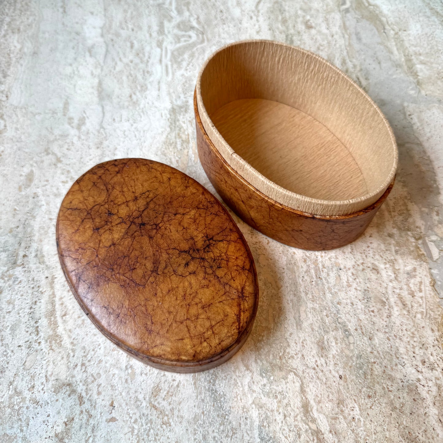 Vintage Oval Faux Leather Box
