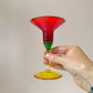 Pair of Postmodern Memphis Style Glass Candle Holders 6"