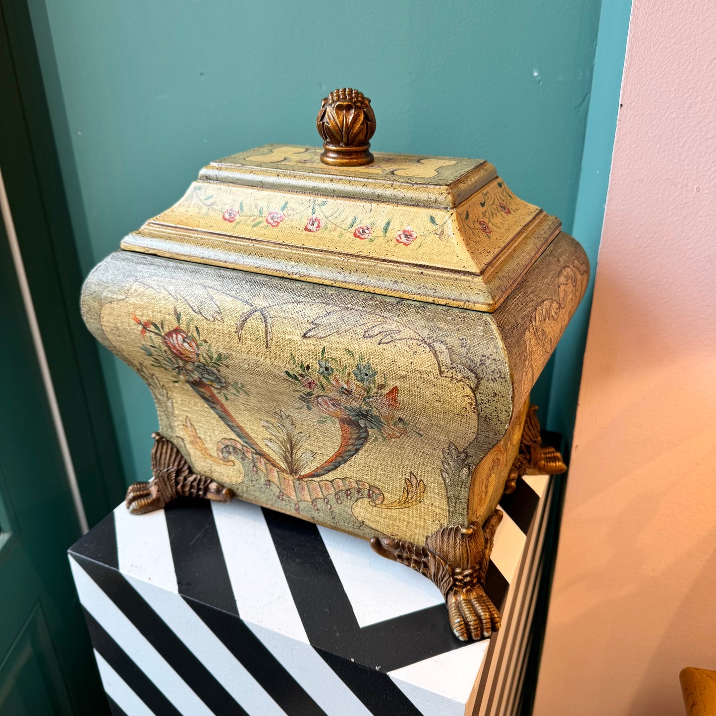 Vintage French Inspired Claw Footed Storage Box