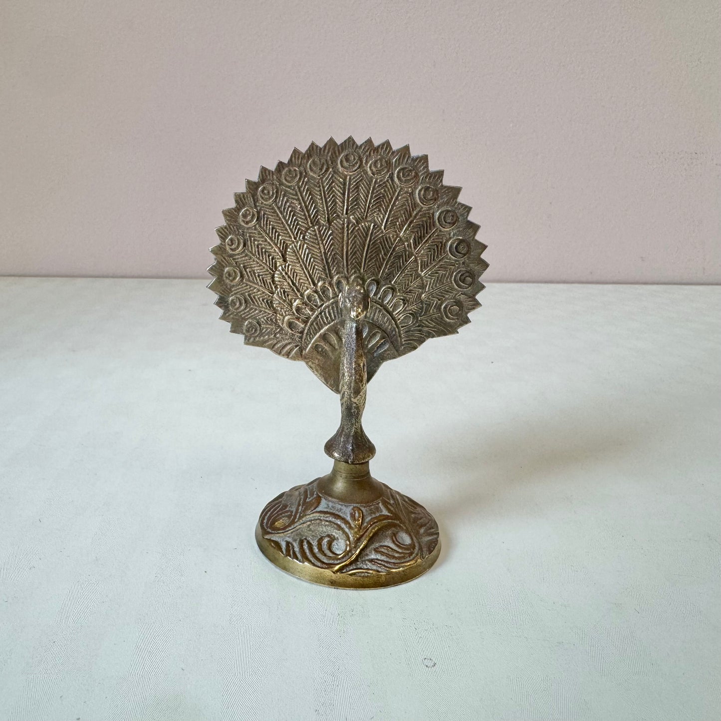 Vintage Small Brass Peacock Figurine