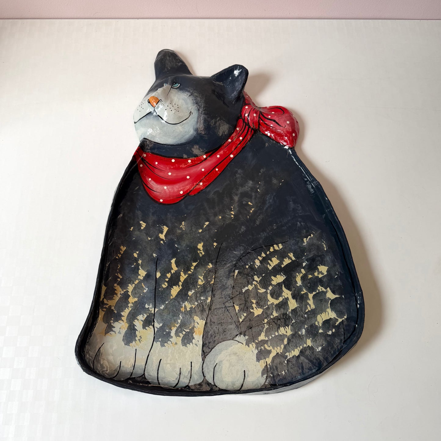 Vintage Large Paper Maché Cat Tray