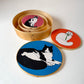 Set of 3 Vintage Wooden Cat Illustration Nesting Shaker Boxes