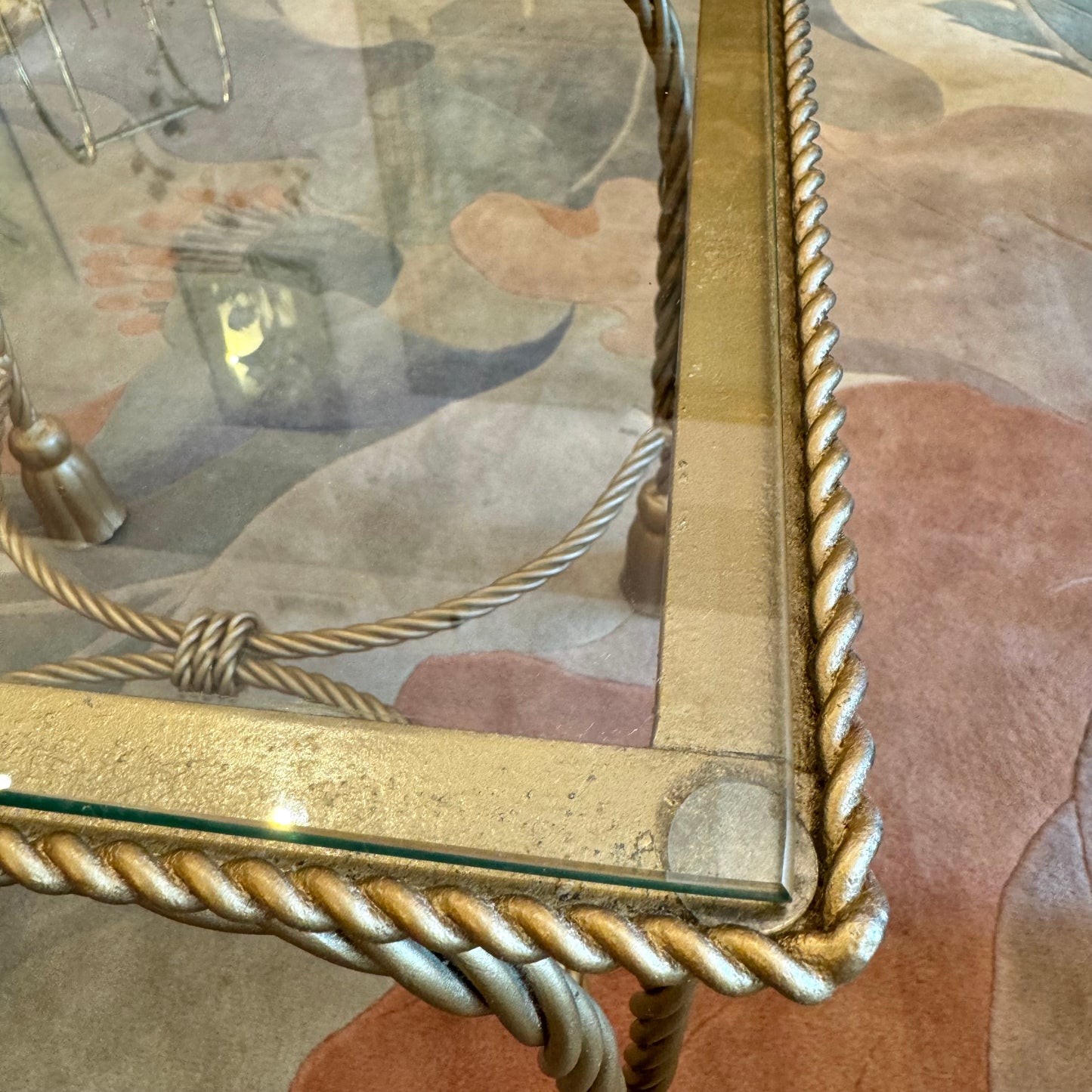 Vintage Gold Hollywood Regency Tassel Footed Side/End Table