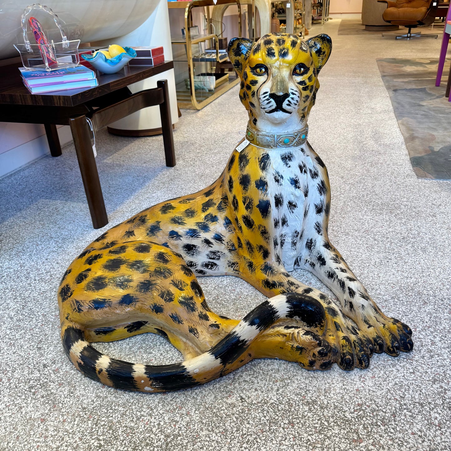 Extra Large Vintage Resting Cheetah Statue