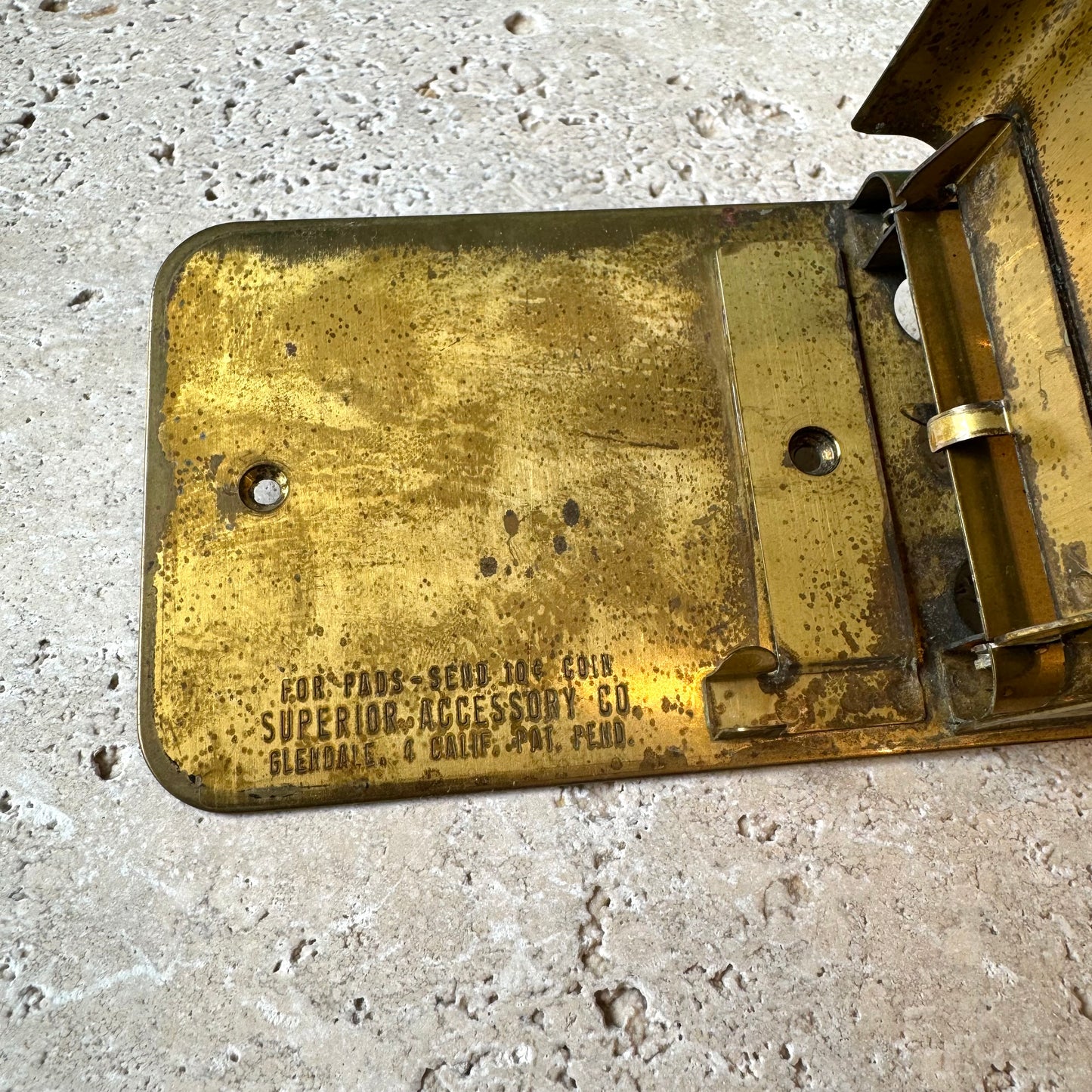 Vintage Rite a Note Brass Notepad Holder/Wall Mount