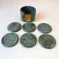 Vintage Green Marble Coaster Set and Caddy