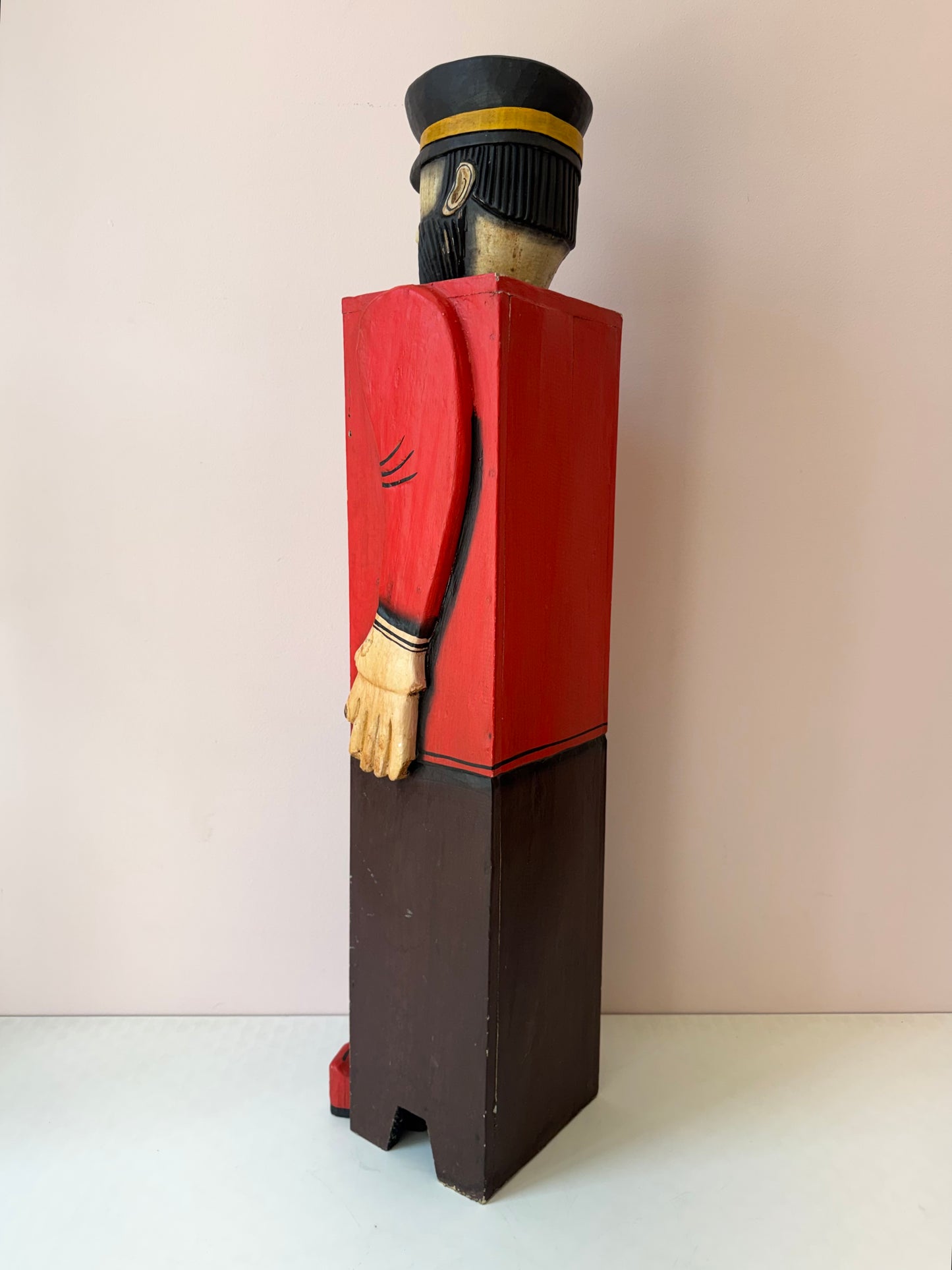 Vintage Folk Art Wooden Captain Cabinet