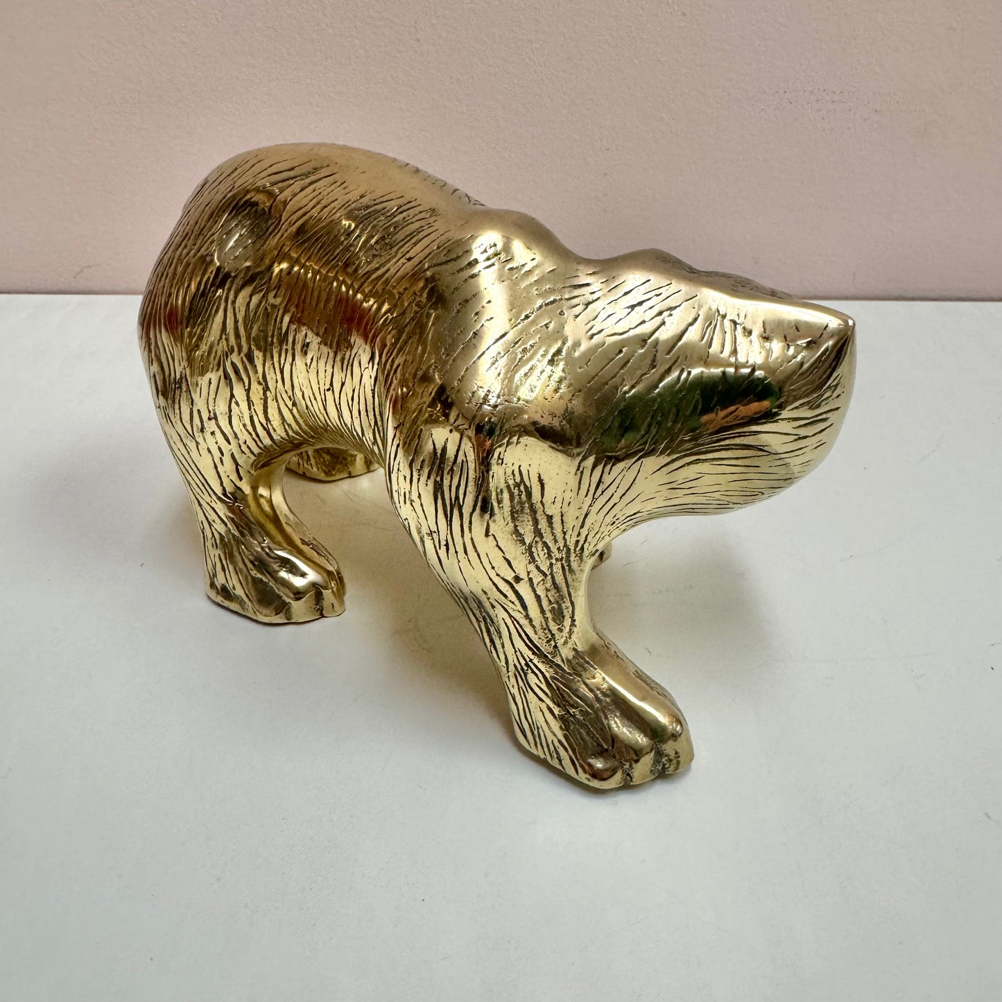 Vintage Solid Brass Bear Statue