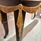 Vintage Dark Wood Console with Gold Gilt Draped Valance Detail