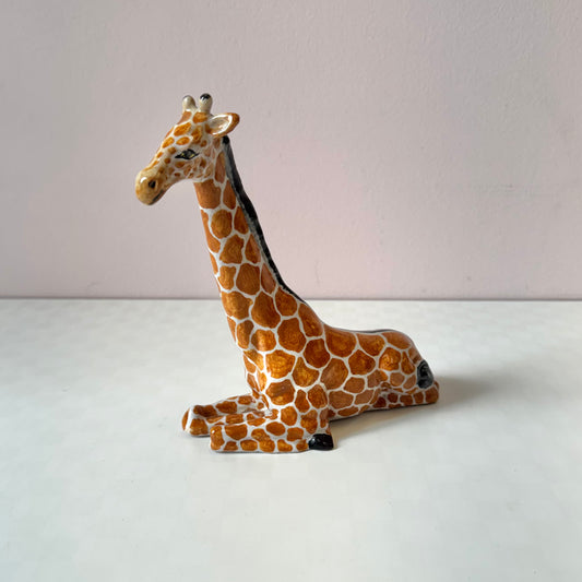 Vintage Italian Ceramic Sitting Giraffe Statue