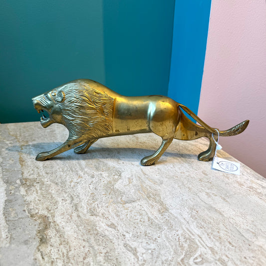 Vintage Brass Lion Statue
