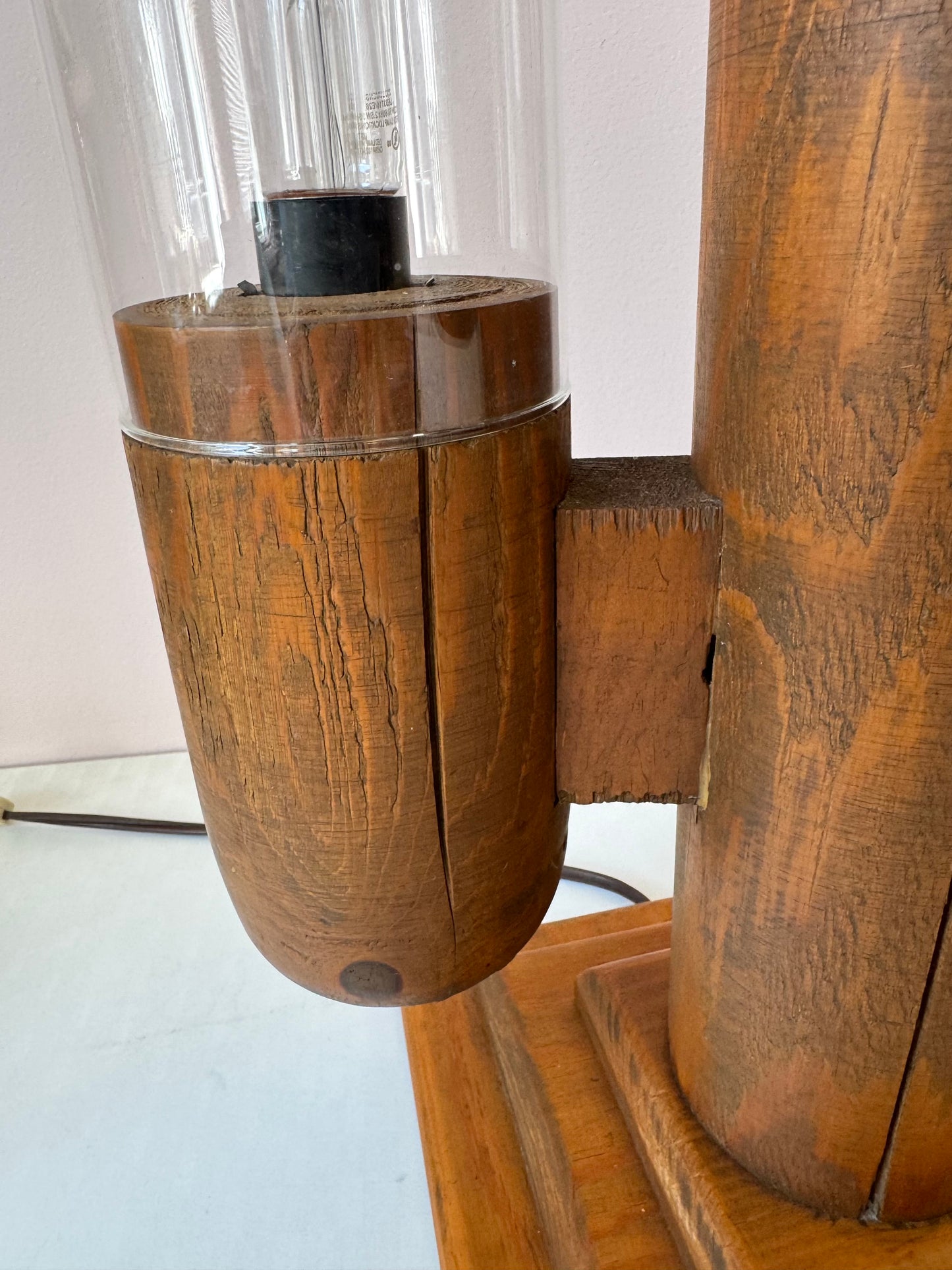 Vintage 1990’s Wooden Modeline Replica Saguaro Cactus Lamp (as is)
