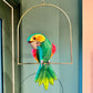 Vintage Papier Maché Parrot Sculpture on Hanging Stand