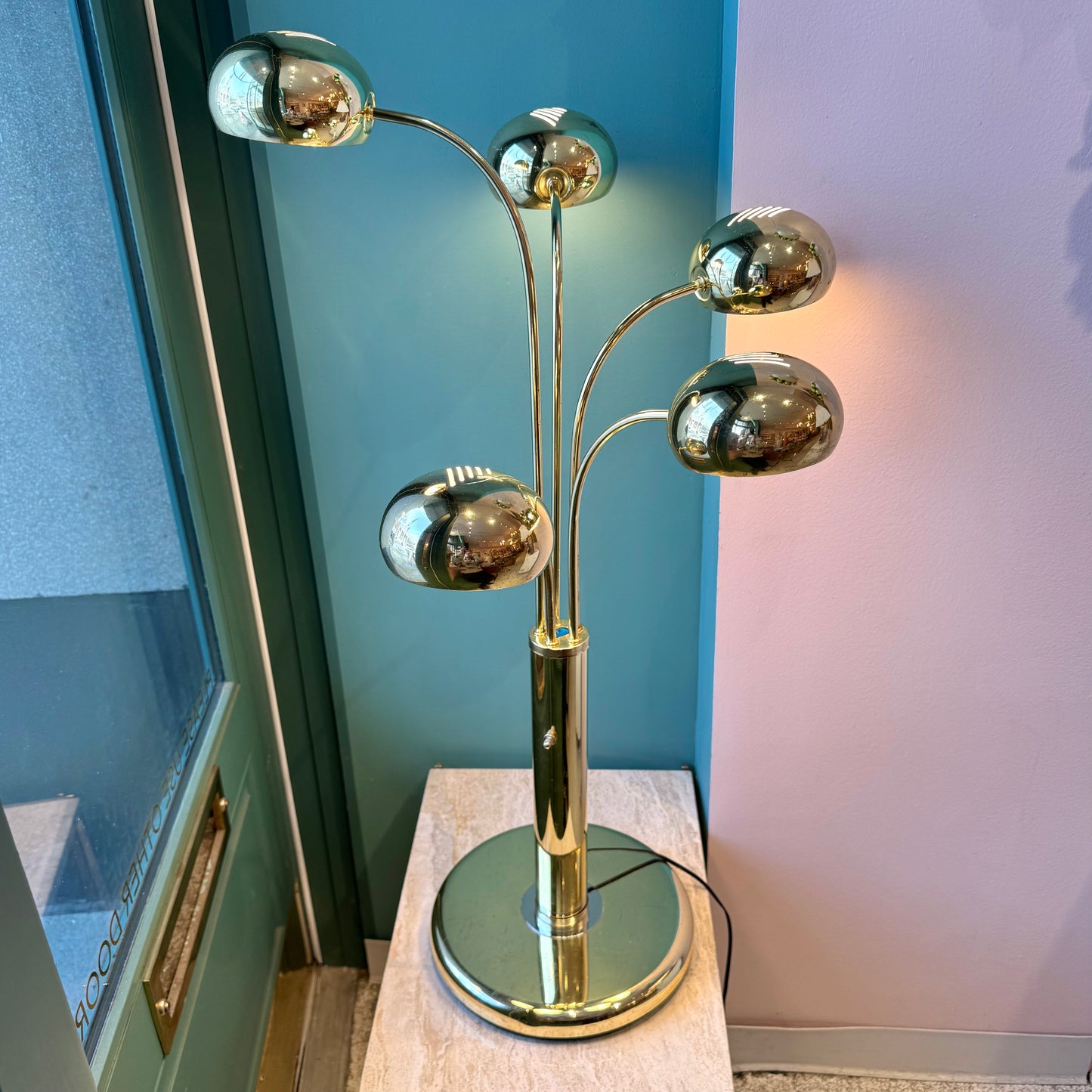 Vintage Five-Headed Brass Table Lamp