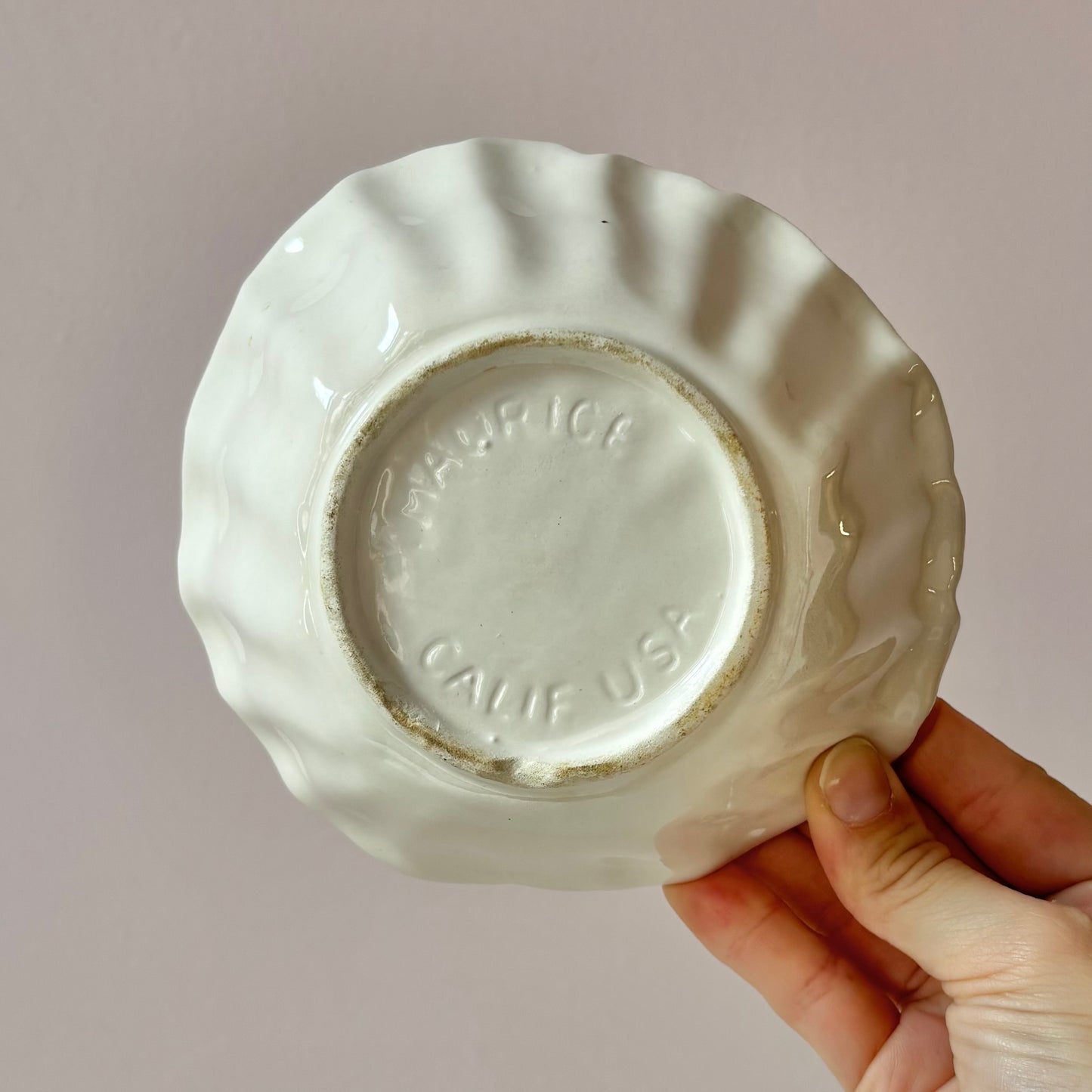 Vintage Small Opalescent Ceramic Shell Bowl