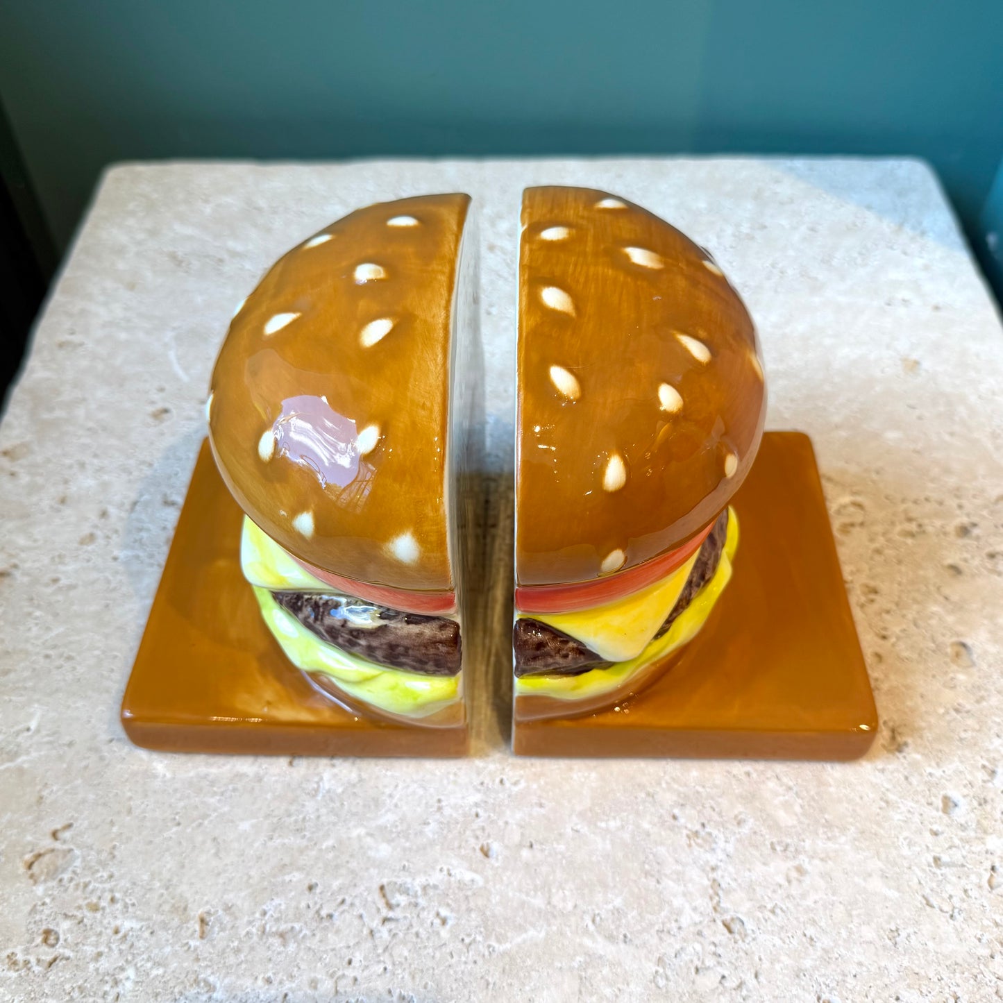 Vintage Ceramic Hamburger Bookends