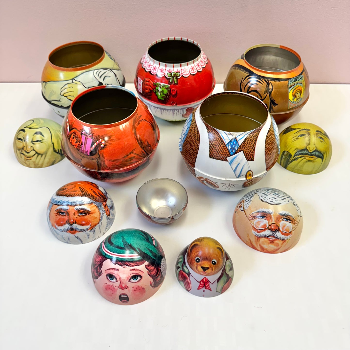 Vintage Roly Poly Collectible Antique Figure Tins by Bristol Ware