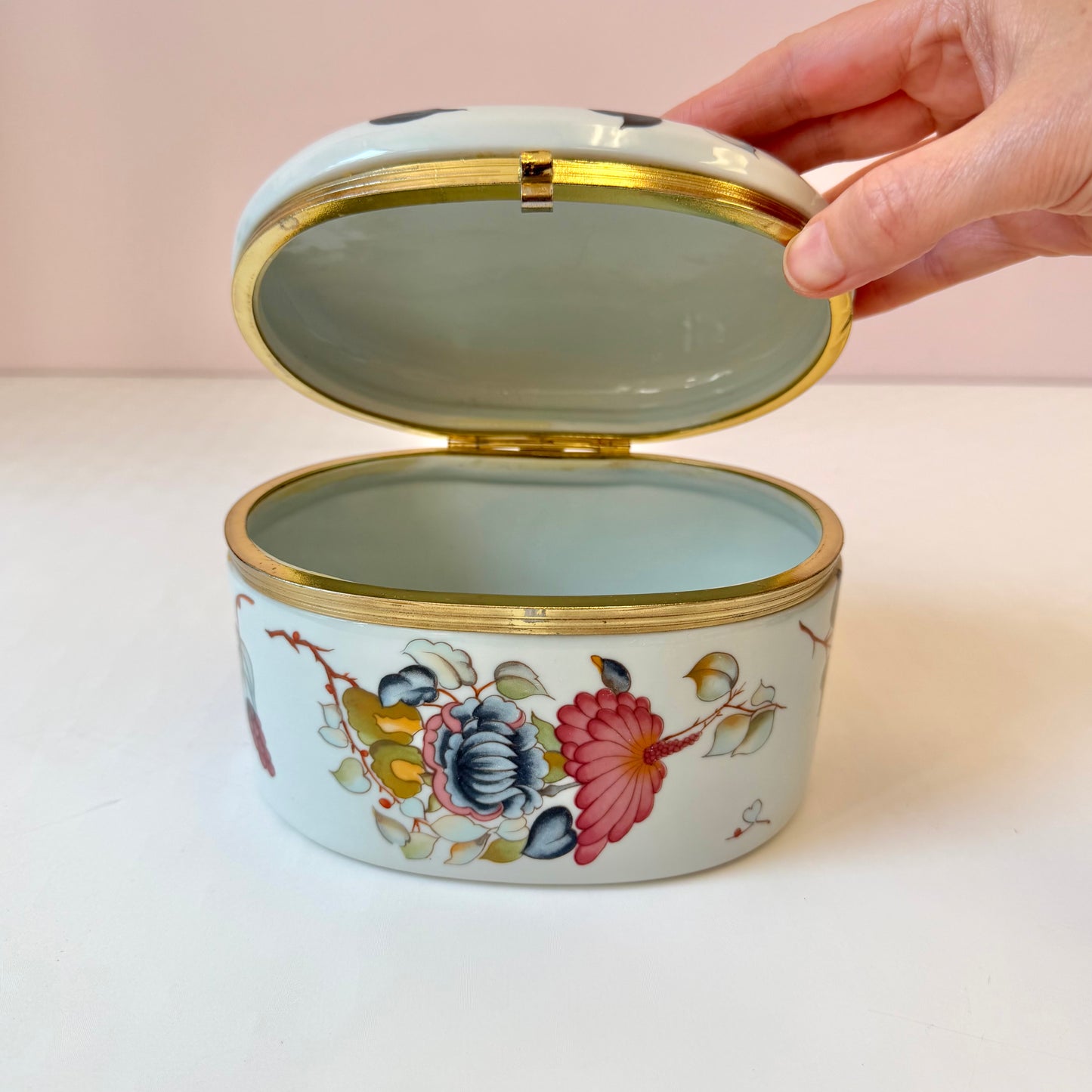 Vintage Porcelain Hinged Floral Box from Andrea by Sadek