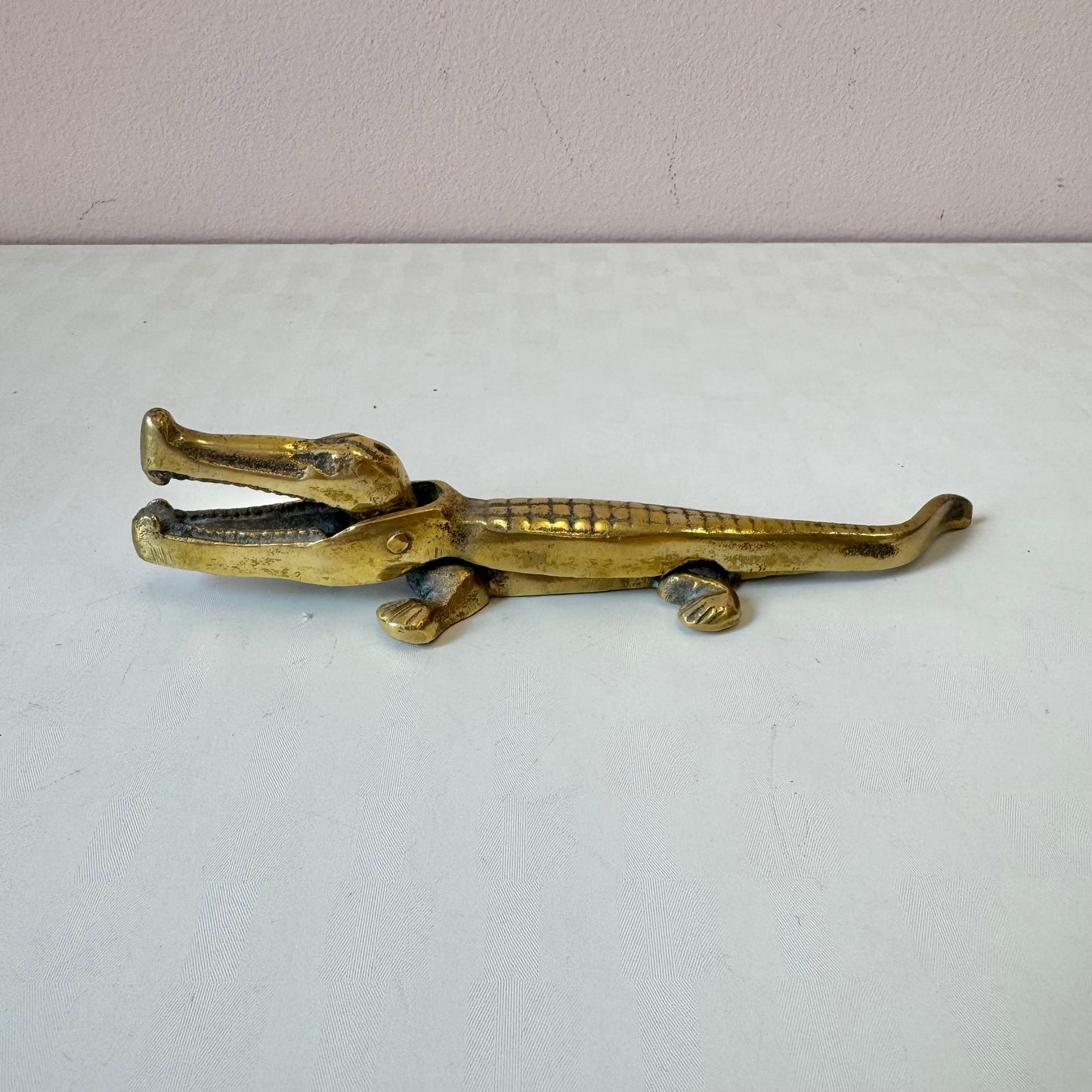 Vintage Brass Crocodile Nutcracker