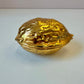 Vintage Gold Tone Metal Walnut Nutcracker
