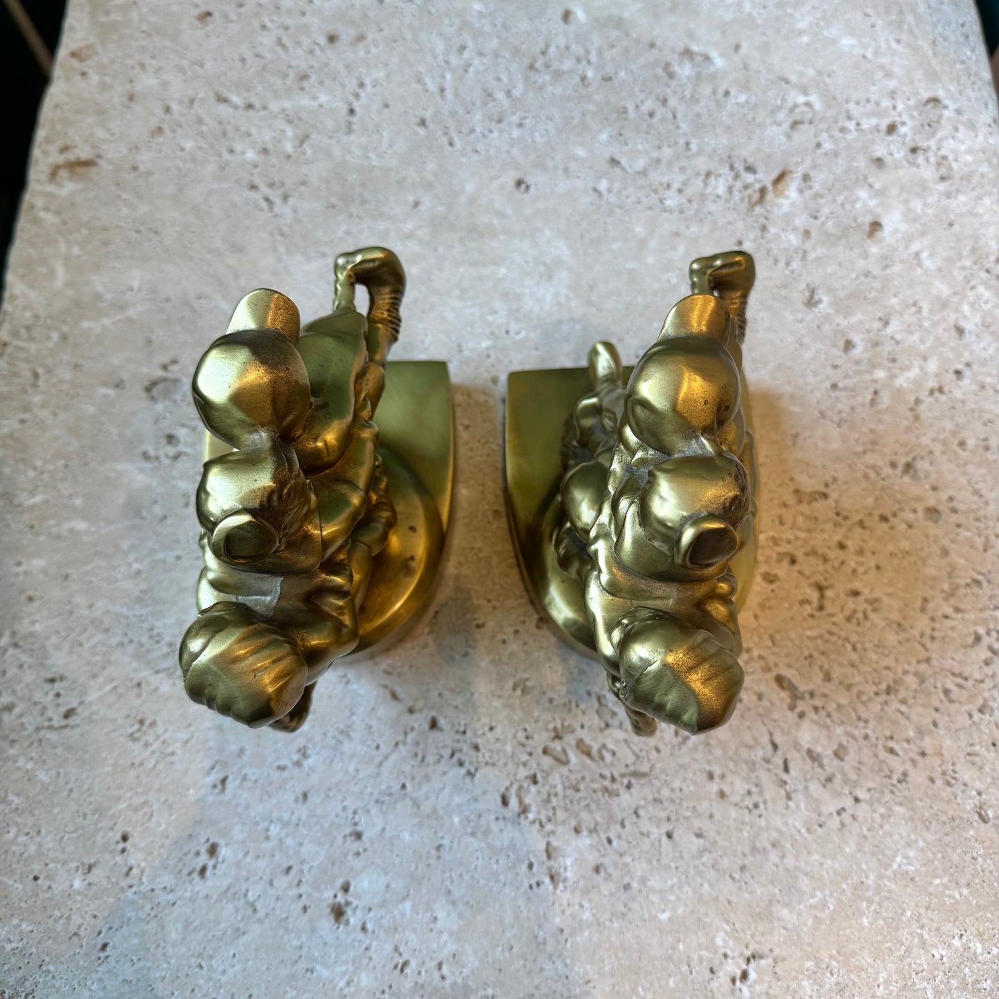 Pair of Vintage Mid Century Brass “Tug of War” Bookends