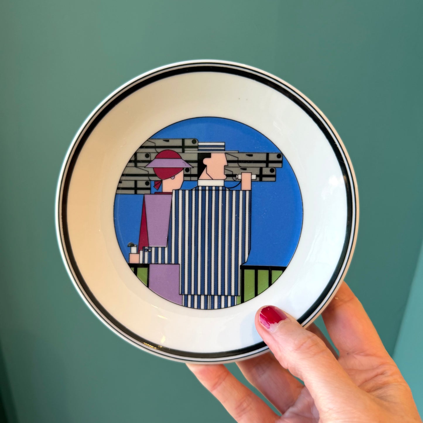 Set of 6 Vintage Philippe Deshoulières Art Deco Cocktail Plates