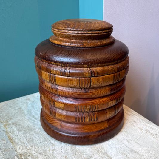Vintage Large 19th Century Turned Wood Dutch Tobacco Jar