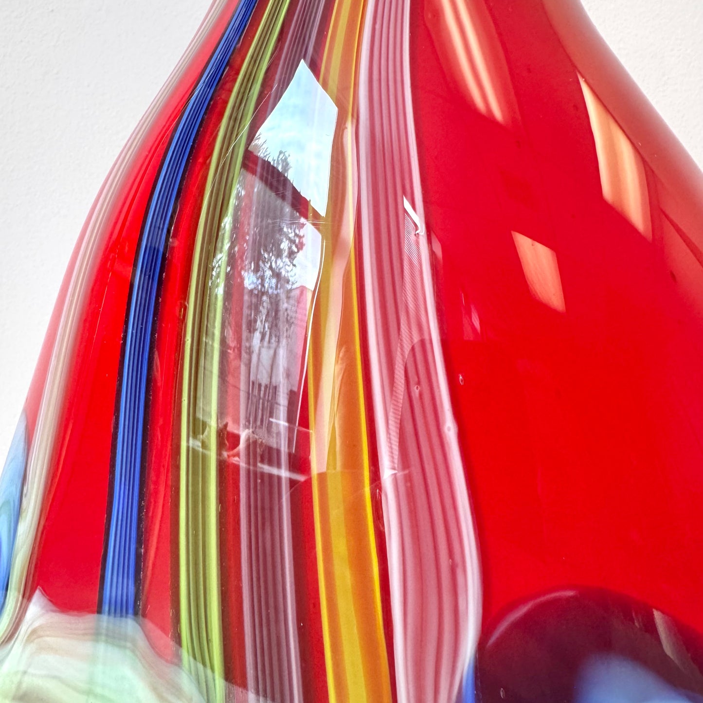 Vintage Large Multicolor Handblown Murano Glass Vase Attributed to Salvadore Studio