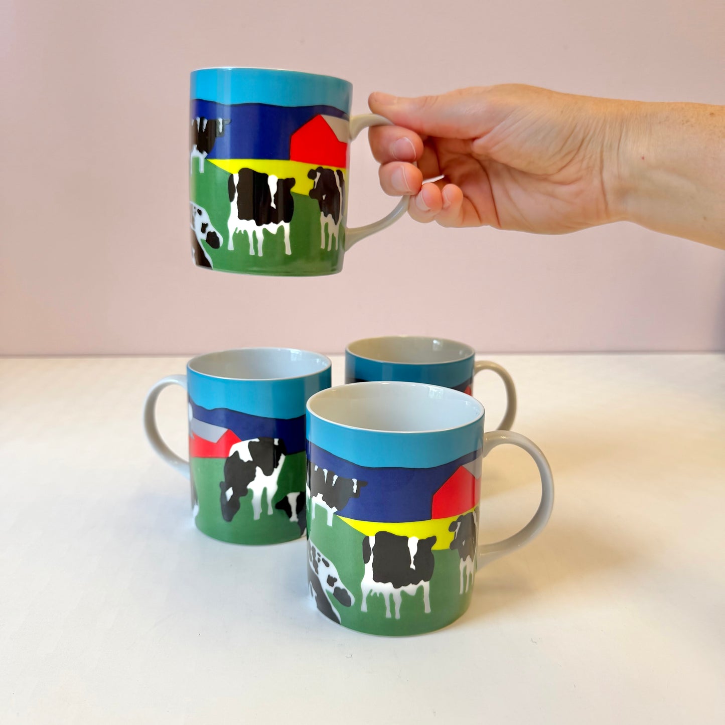 Vintage 1987 Woody Jackson Cow Mugs - set of 4