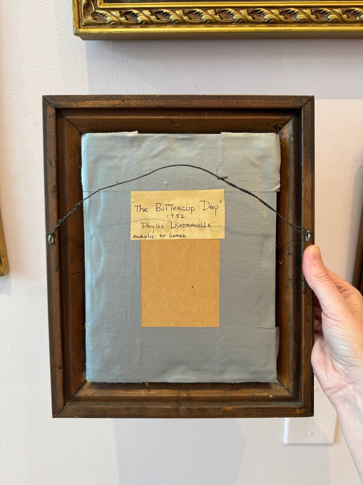 Vintage Small Original Framed "The Buttercup Day" 1982 Acrylic on Board Painting by Phyllis Londraville