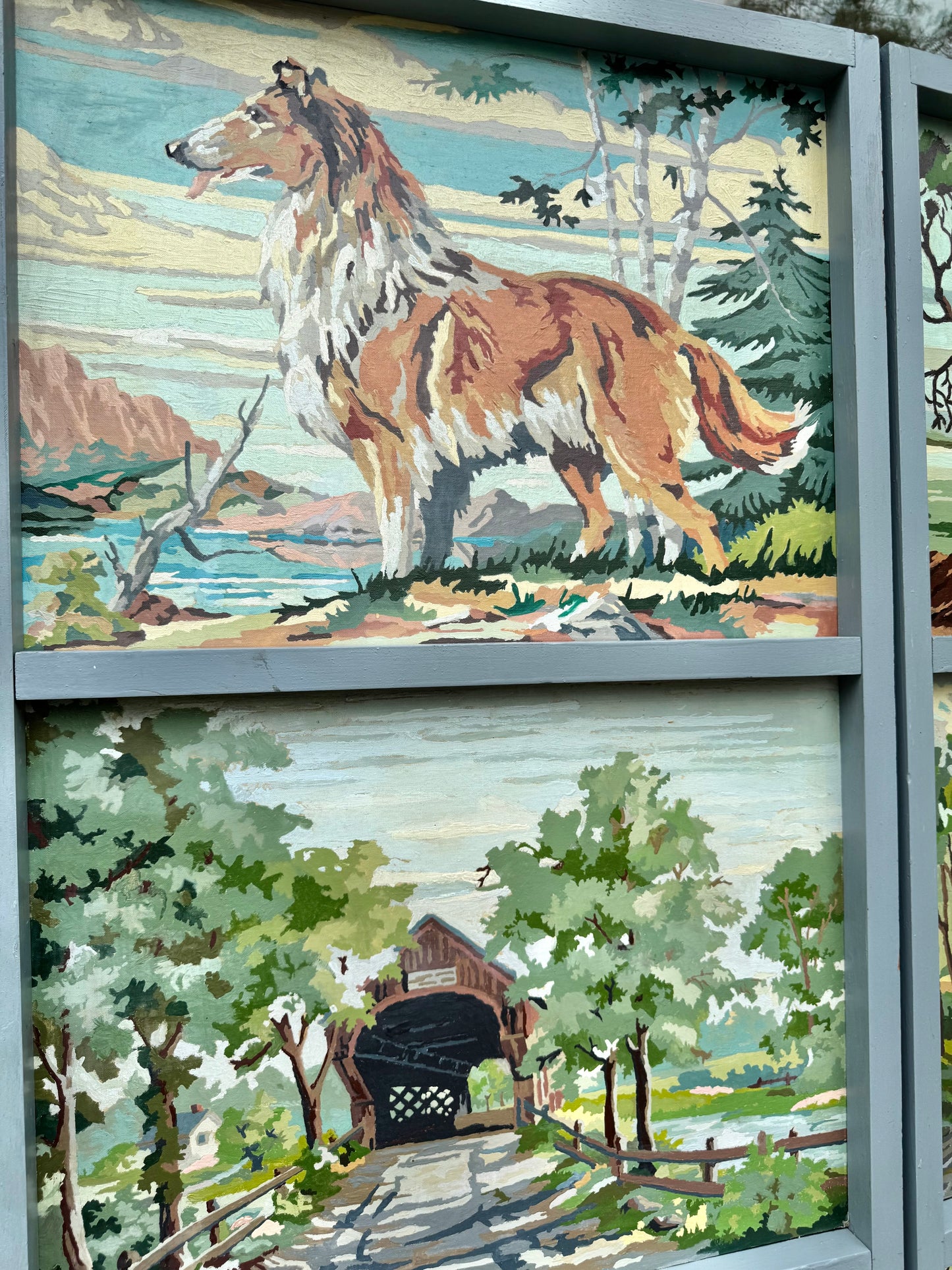 Vintage 1950's Original Paint by Numbers Screen/Room Divider
