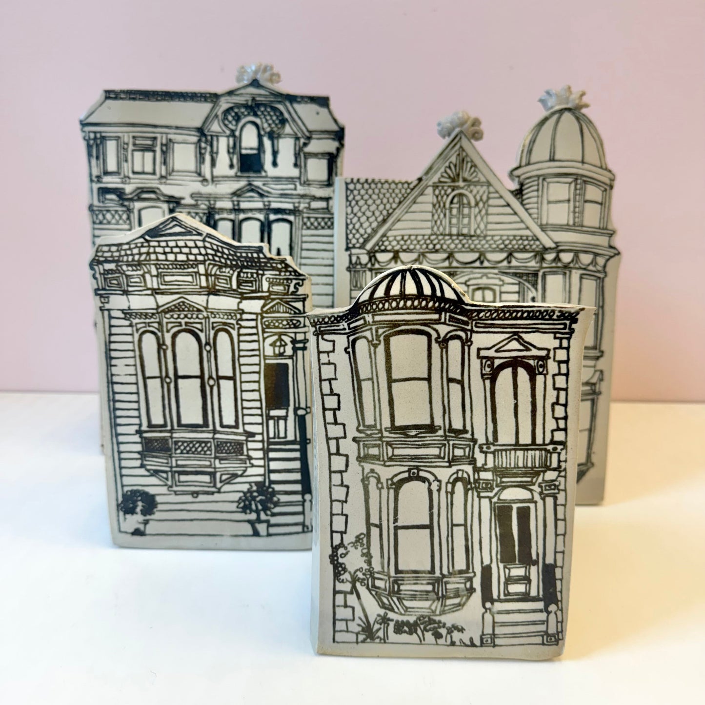 Vintage 1970’s Jon Carlos Lopez Ceramic Victorian House Planter/per item