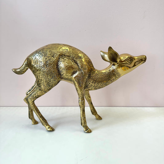 Vintage Large Brass Deer Statue