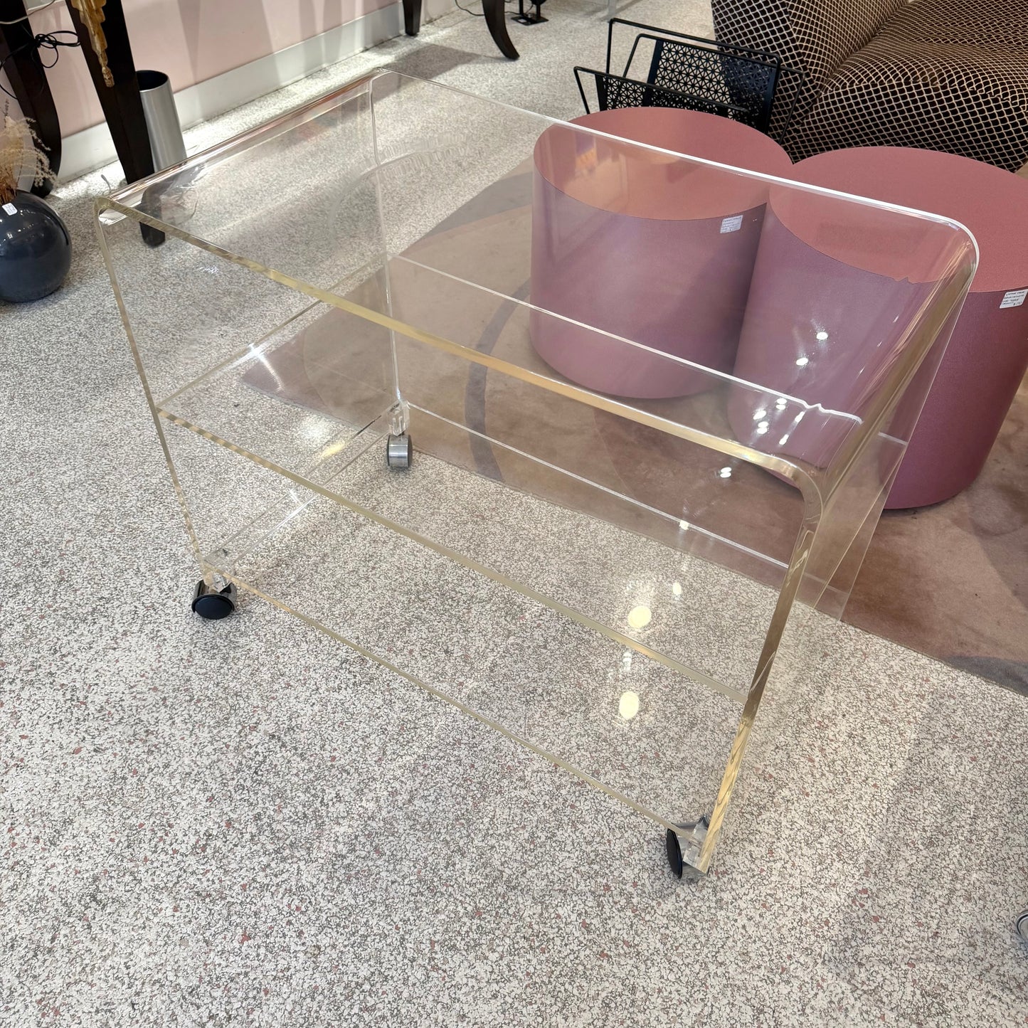 Vintage Lucite Waterfall Rolling Cart/Shelf