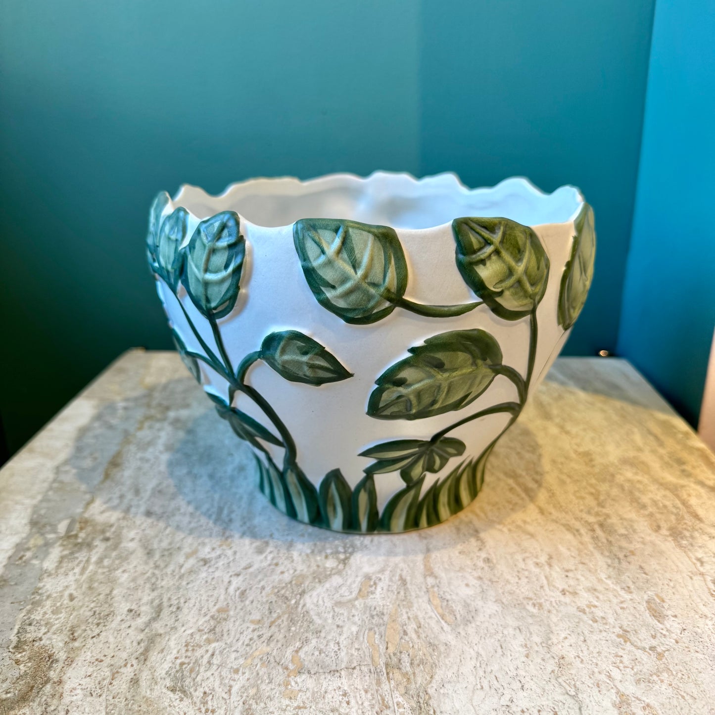 Vintage Portuguese Hand Painted Parrot Planter Bowl