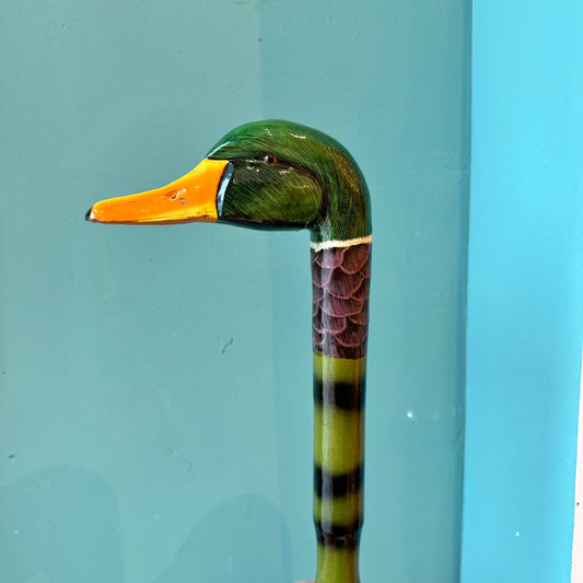 Vintage Hand Carved Mallard Duck Walking Stick Cane