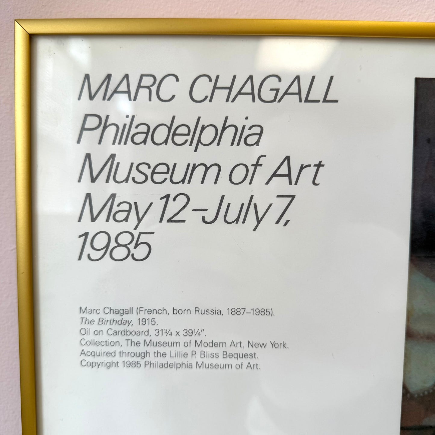 Vintage 1985 “The Birthday” Framed Exhibition Poster by Chagall