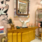 Karl Springer Style Gold Leaf Stepped Console Table