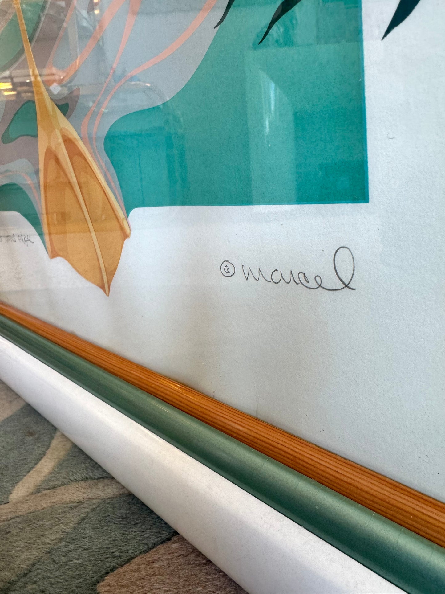 Vintage "At Water's Edge" Flamingo Signed and Numbered Lithograph by Marcel